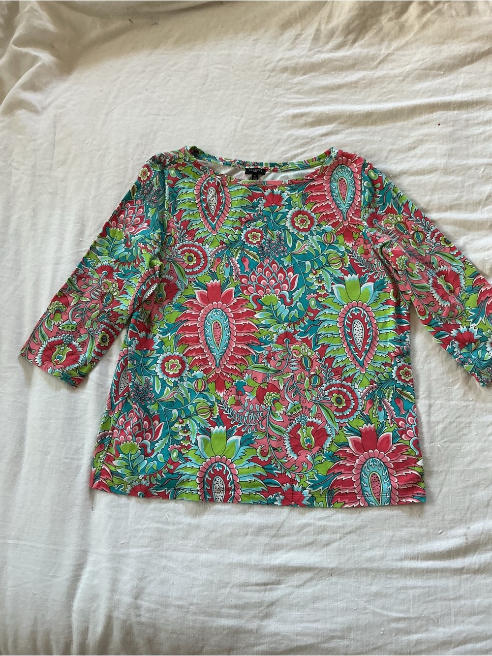 Talbots Multicolor Floral Paisley Scoop Neck Tunic Top